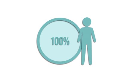 Animated infographic showing percentage growth with a human figure and circular progress bar on a white background