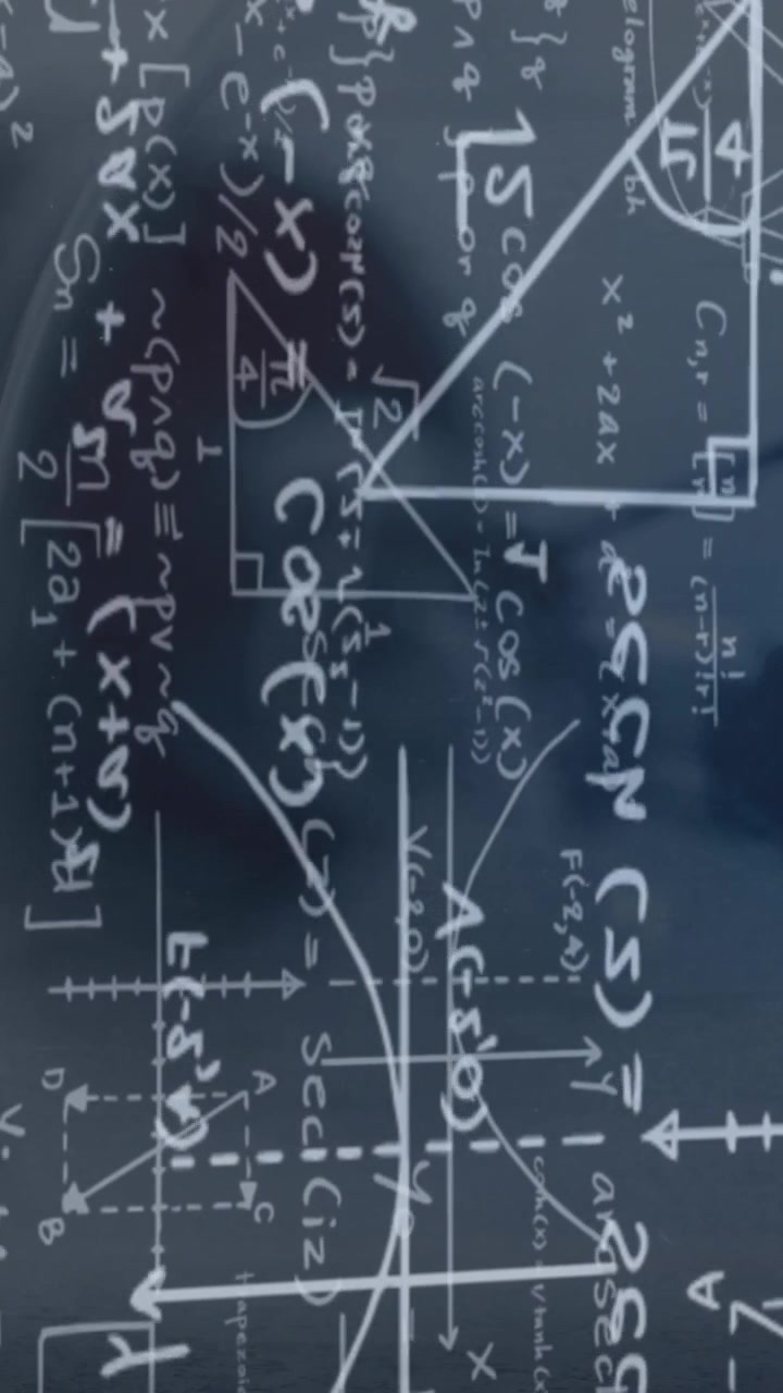 Animation of mathematics formulas on black background