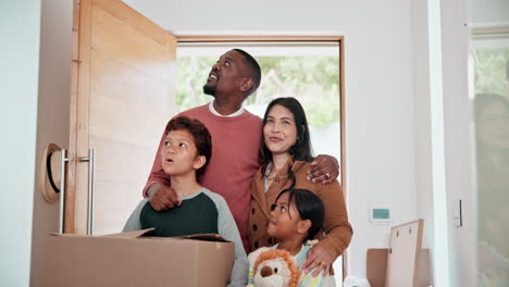 happy family moving into new home