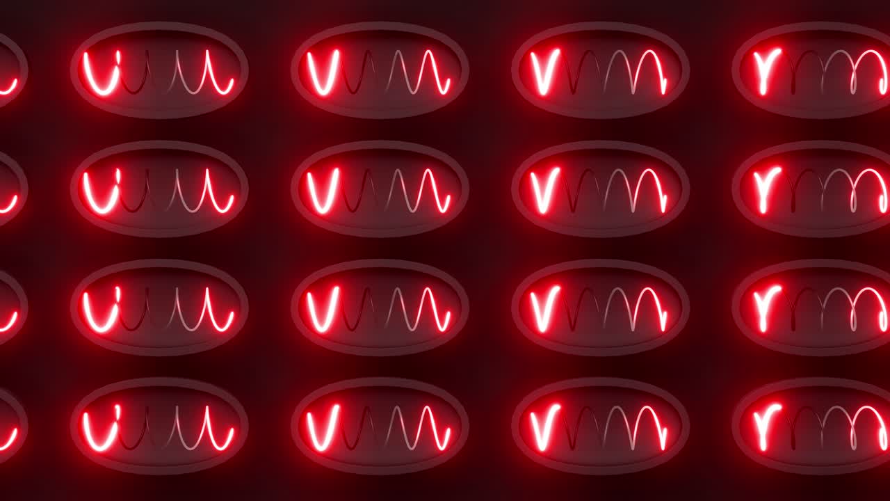 Glowing Red Wave Patterns on a Dark Background