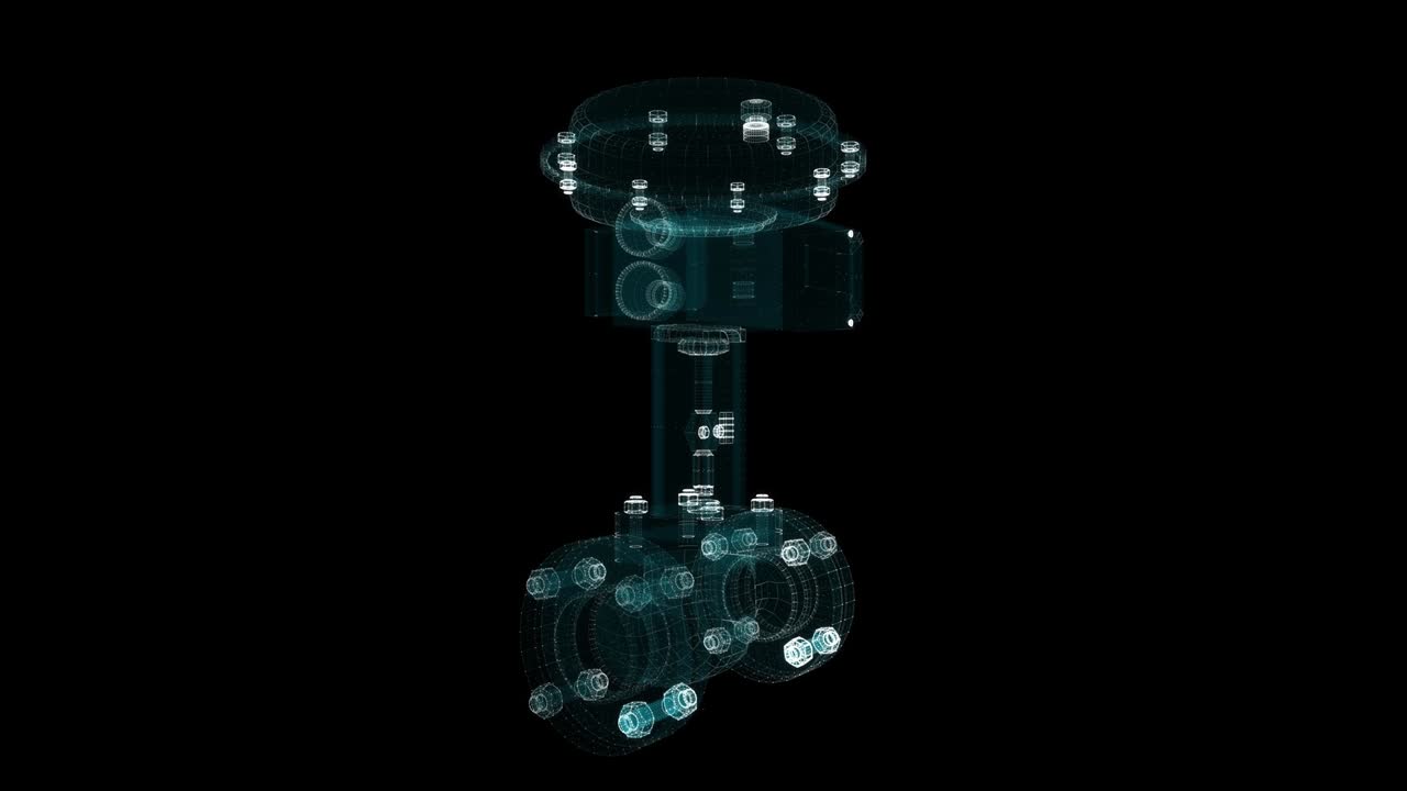 válvula industrial compuesta de líneas y puntos luminosos