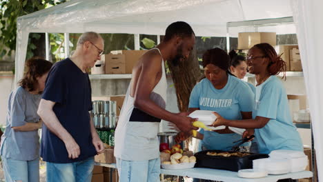 hunger relief team providing warm meals