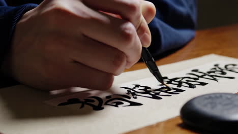 sesión de práctica de caligrafía