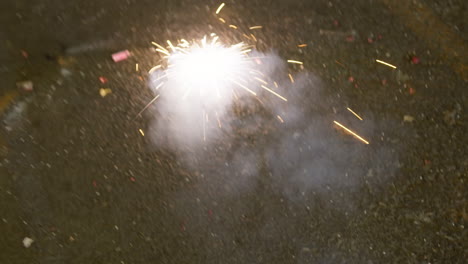 fireworks sparklers on the ground at night