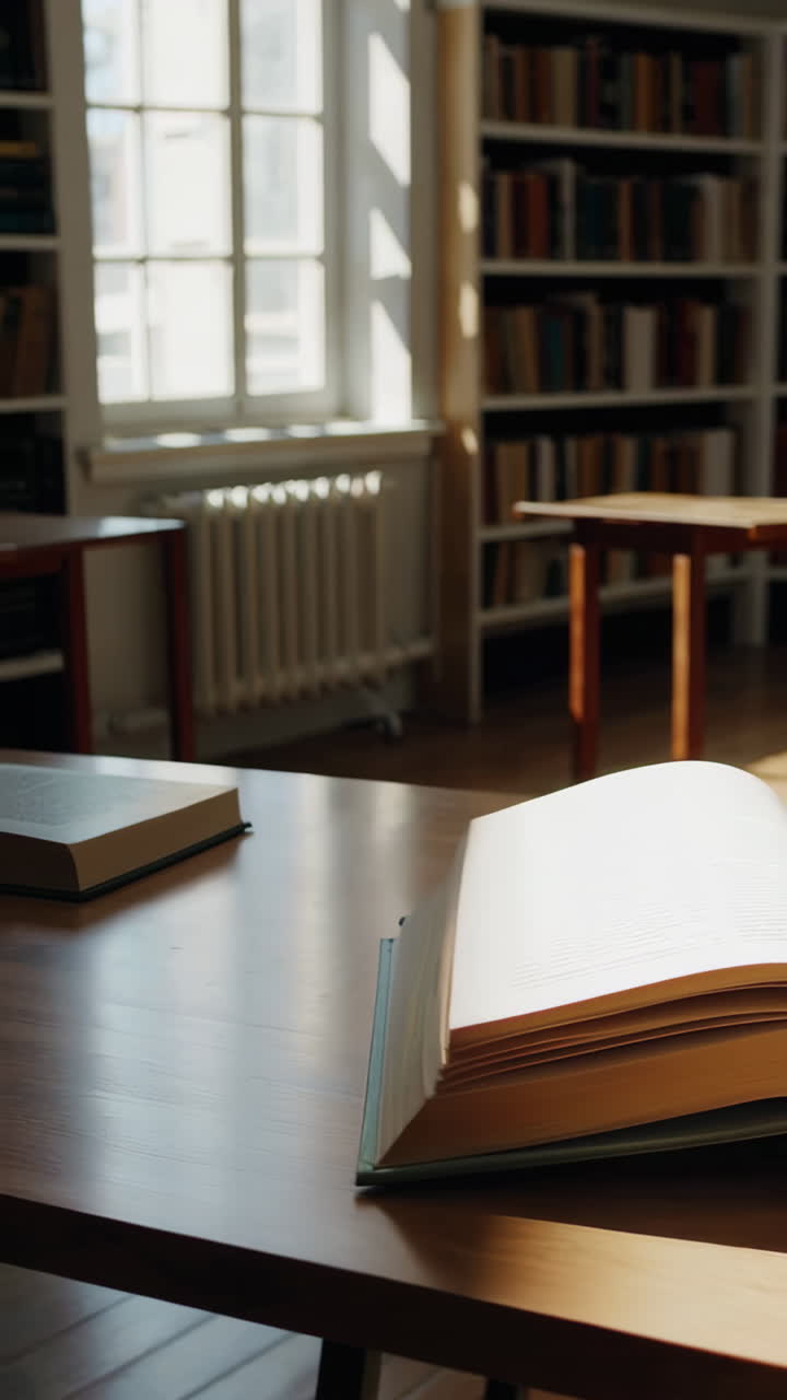 Open Book in a Sunny Library