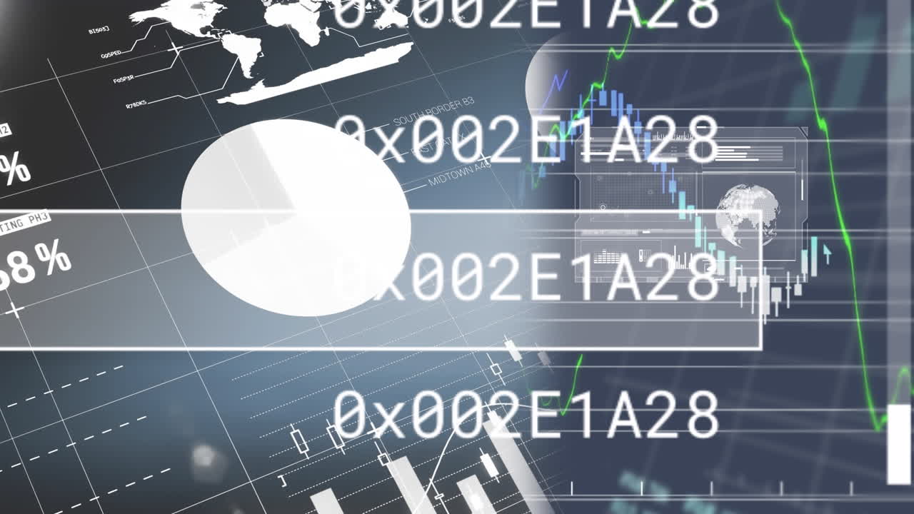 검은색 배경에 있는 금융 데이터 처리 애니메이션