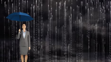 Frau-Mit-Einem-Regenschirm-Unter-Dem-Regen