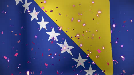 animación de confeti sobre la bandera de bosnia y herzegovina