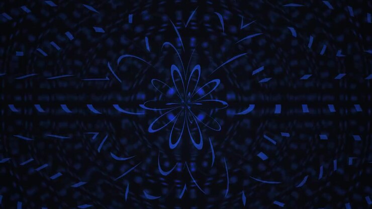 Padrão Geométrico Azul Abstrato Girando no Espaço Escuro