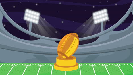 american football trophy in stadium