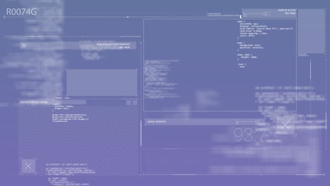 data analysis and system performance animation over blue technical interface