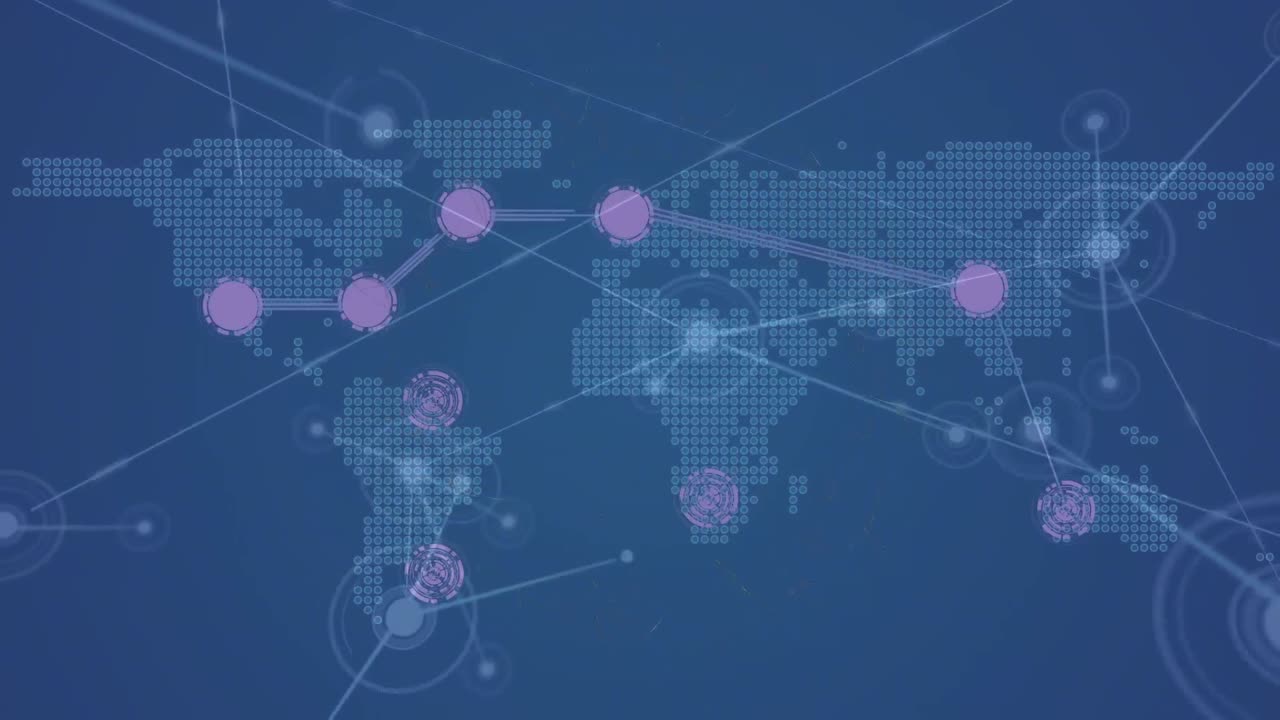 파란색 배경에 있는 사람들과의 연결 네트워크 아이콘의 애니메이션