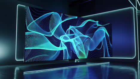 futuristic tv display in modern interior