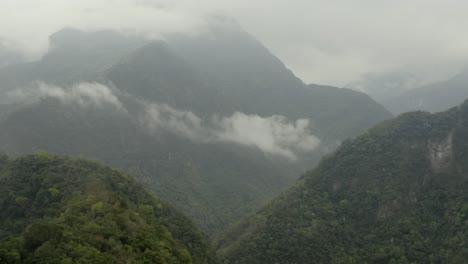 Misty-tropical-lush-woodland-atmosphere-above-Taroko-mountain-gorge-in-Taiwan