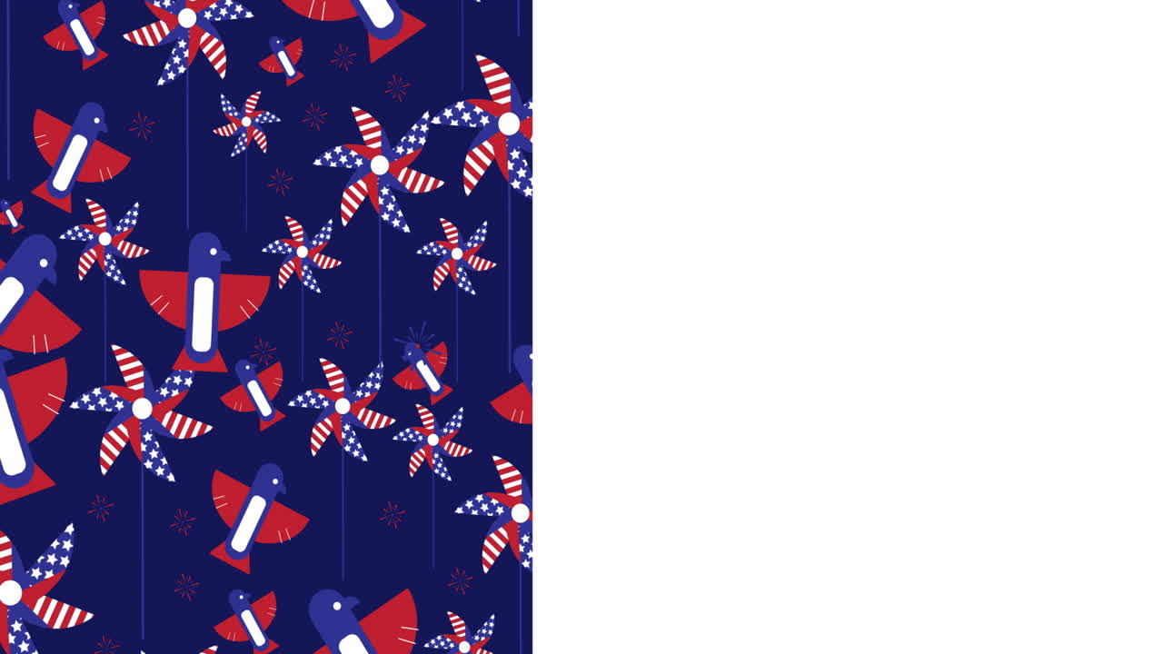 анимация красного, белого и синего цветов американского флага с копировальным пространством на белом
