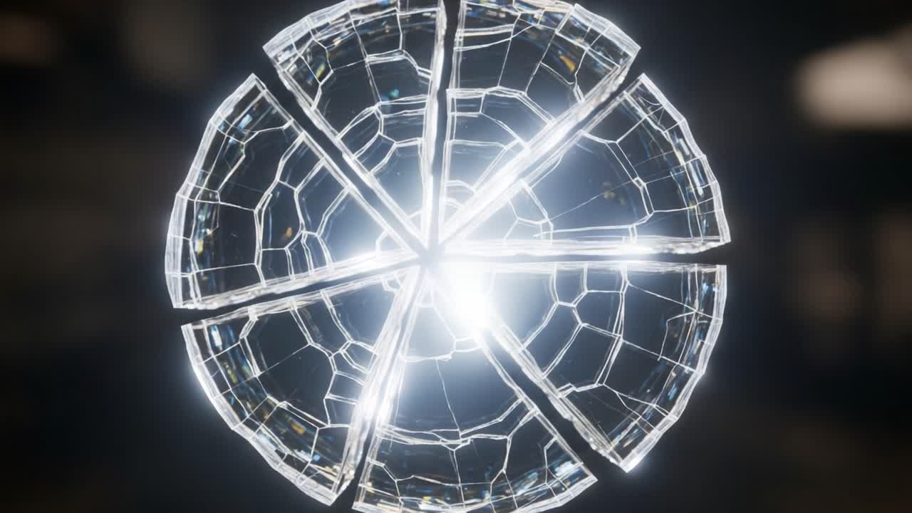 Illuminated Geometric Structure: A Captivating Visual Journey Through Reflective Patterns and Radiance in a Stunning Ethereal Sphere