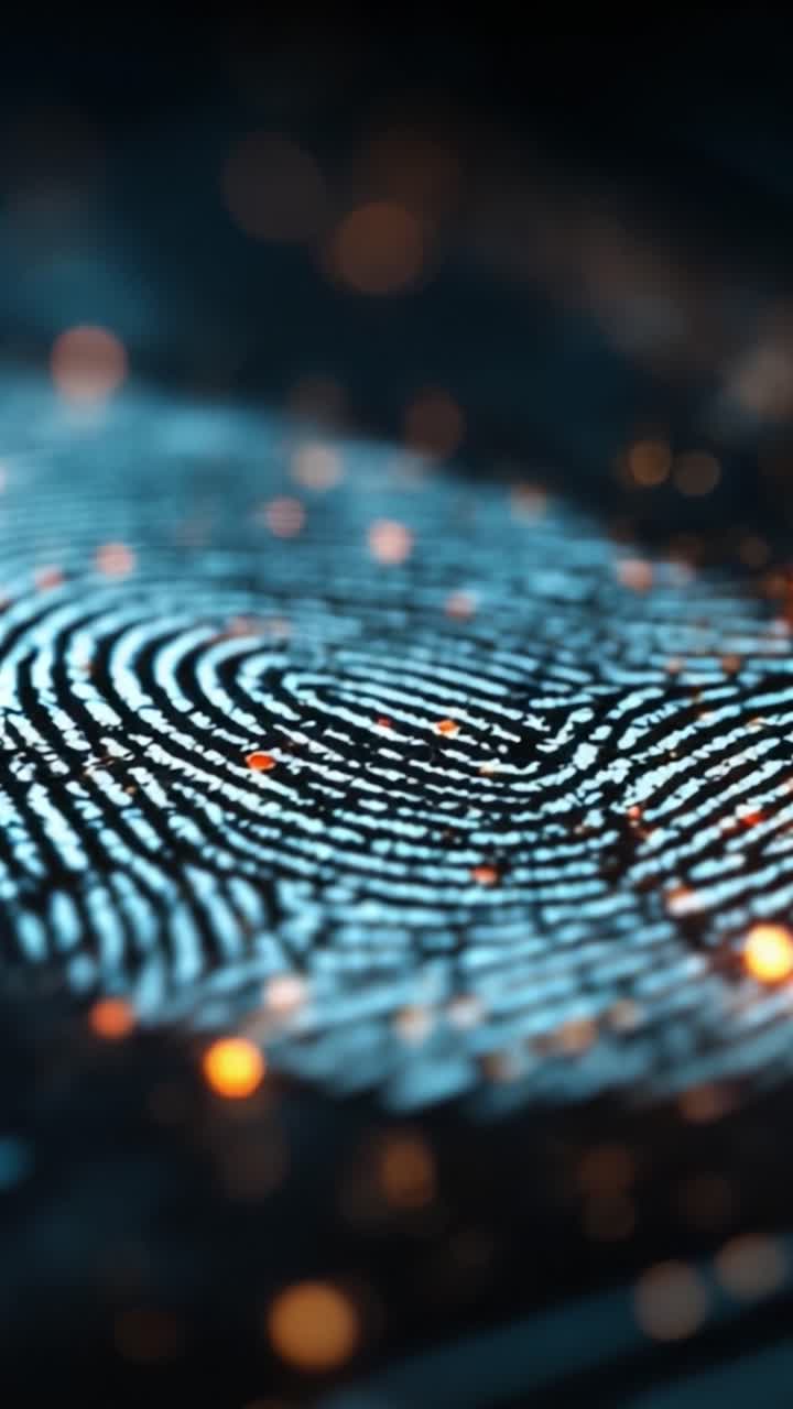 A Close-Up Look at a Digital Fingerprint Against a Hypnotic Background of Blurred Lights, Showcasing Unique Patterns and Details in the World of Biometric Security