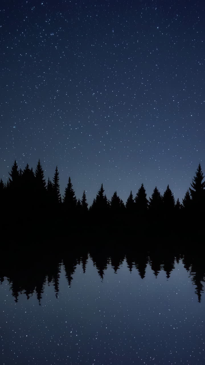 Starry Night Forest Reflection
