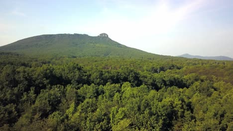 4k aerial of pilot mountain in north carolina