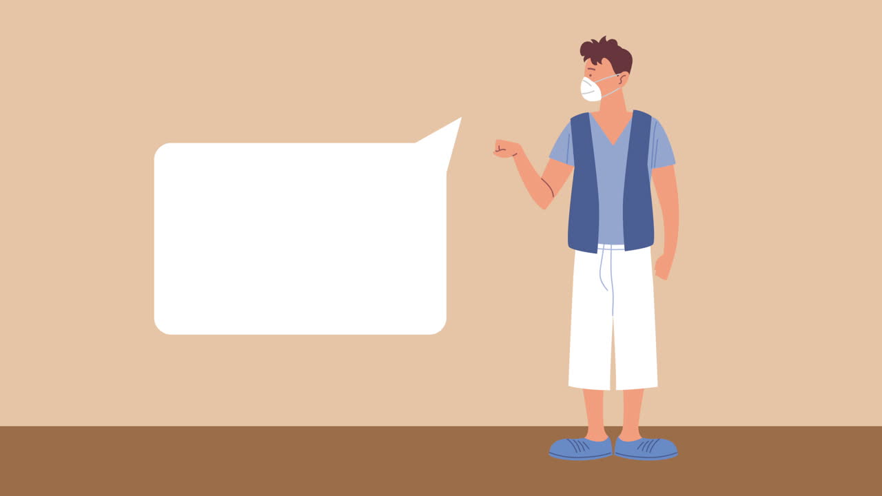 마스크를 쓰고 얘기하는 십대