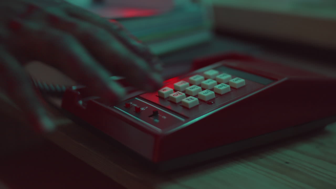 밤에 전화번호를 누르는 떨리는 손