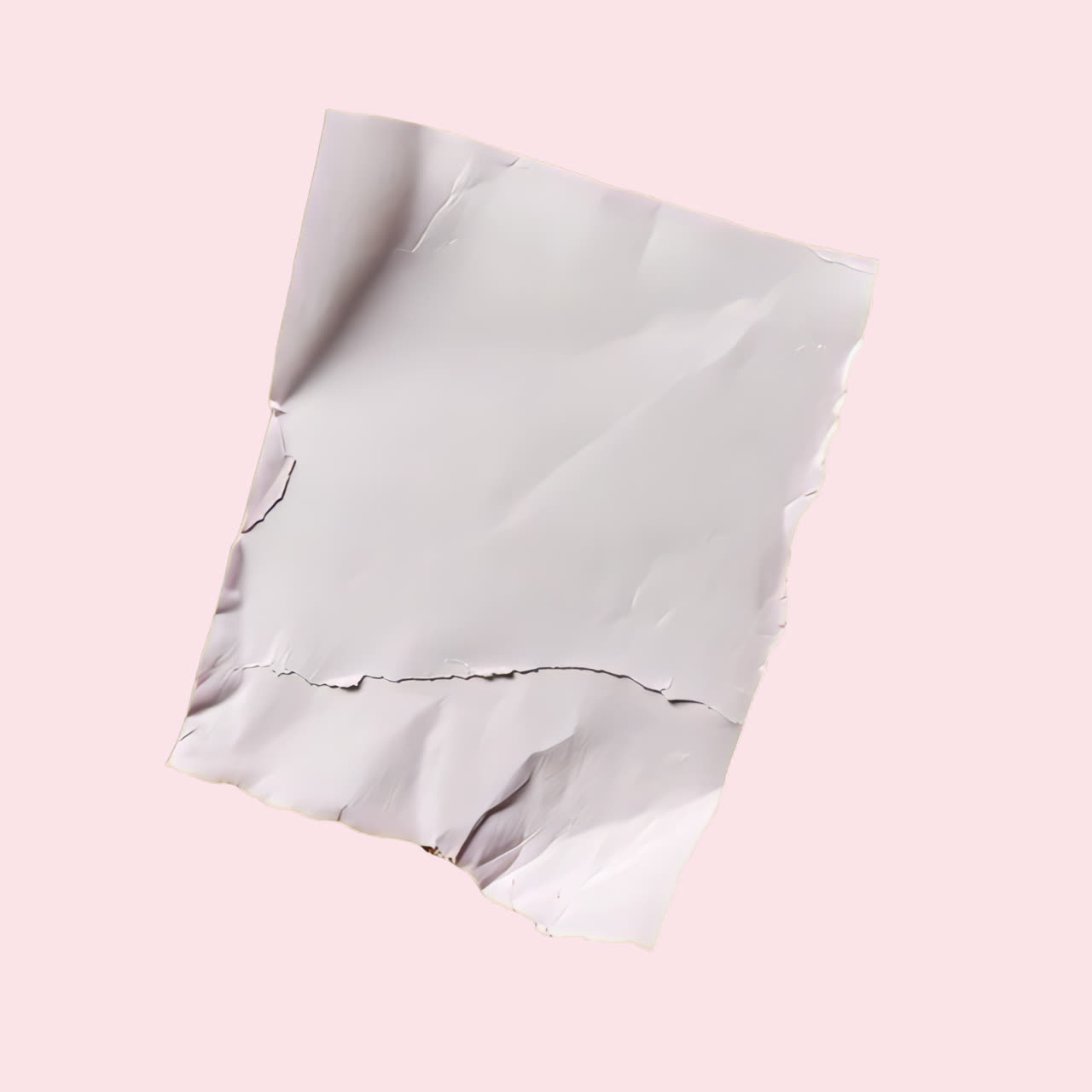 Crumpled paper animation isolated asset, transparent 4K video, alpha channel, ProRes 4444