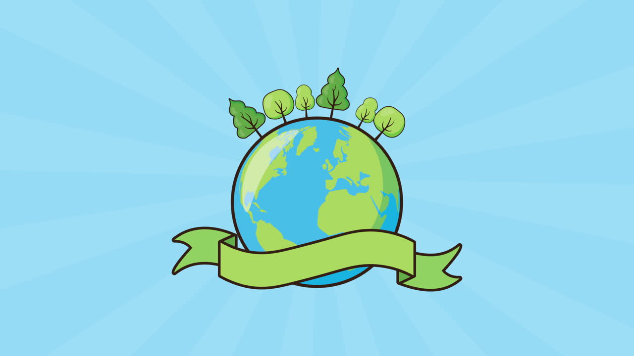 지구와 나무와 함께 생태 친화적 인 환경 애니메이션