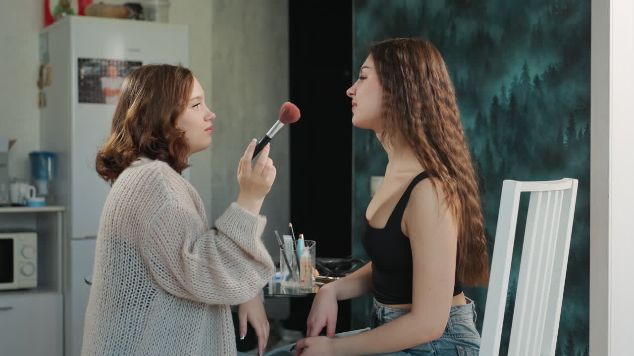 Daily Bonding Among Close Friends, Joyful Moments Of Companionship And Assistance, Close Friends Exchanging Laughs And Helping During Their Regular Daily Activities And Preparations