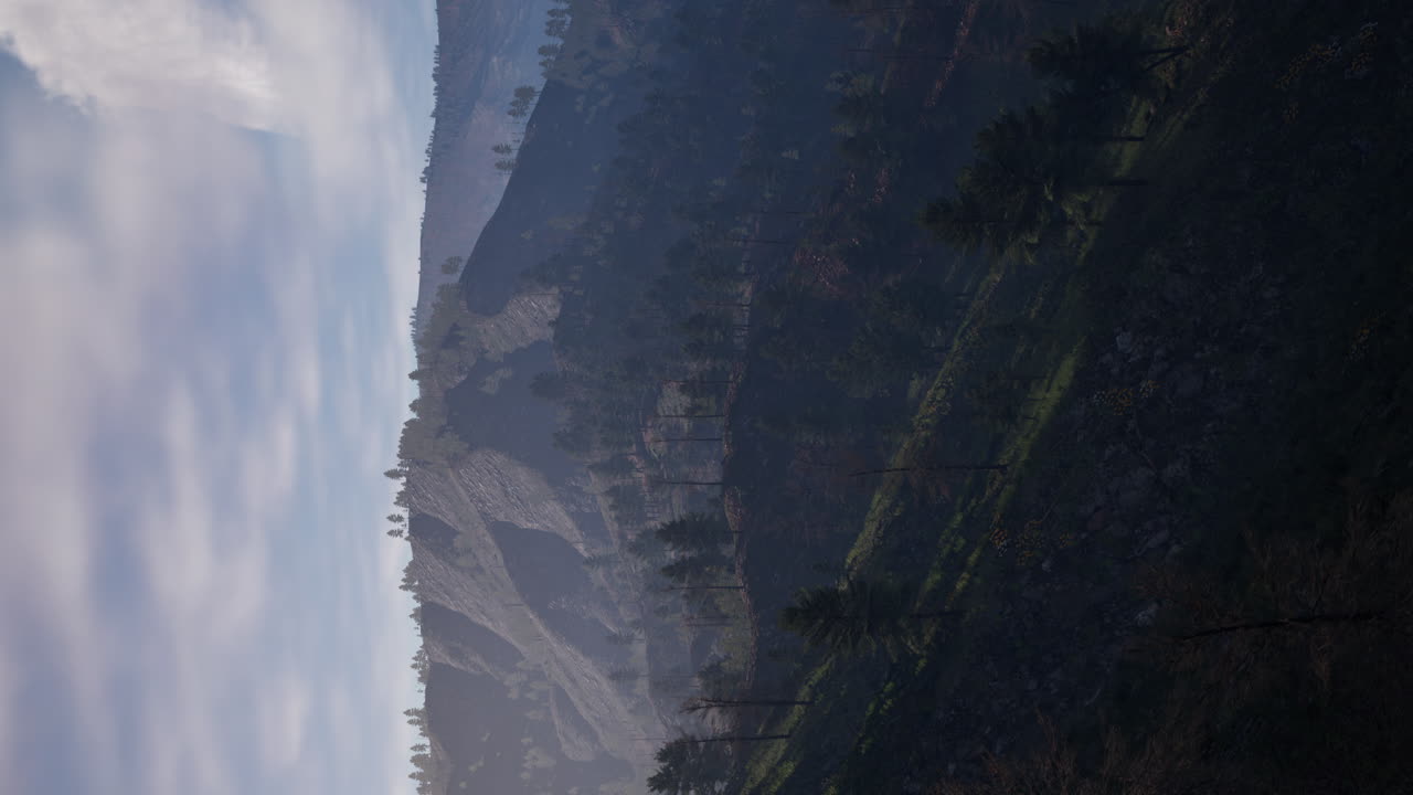 Mountain Landscape with Smoke and Burnt Trees