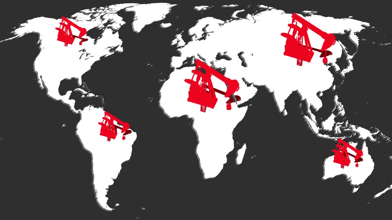 animación de bombas de trabajo sobre el mapa del mundo