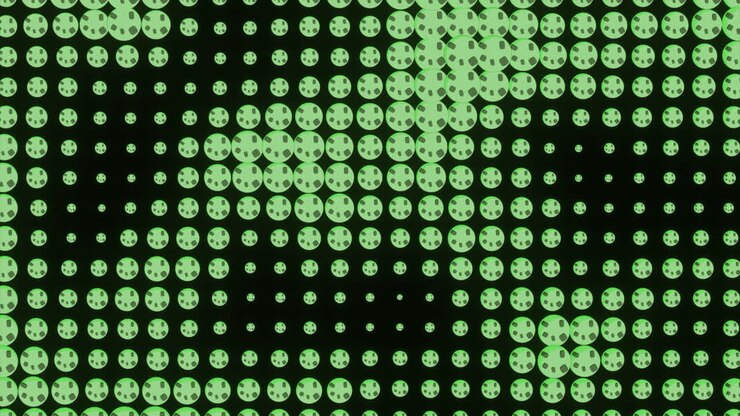 Green Soccer Ball Pattern on Black Background