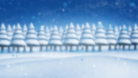 animación de la nieve cayendo sobre el paisaje de invierno
