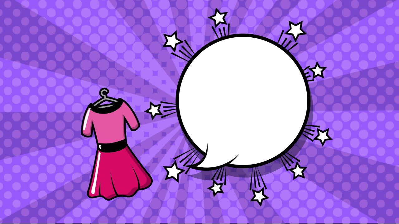 여성 의복과 함께 발언 버블 팝 아트 스타일