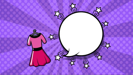burbuja de expresión de habla con traje femenino estilo pop art