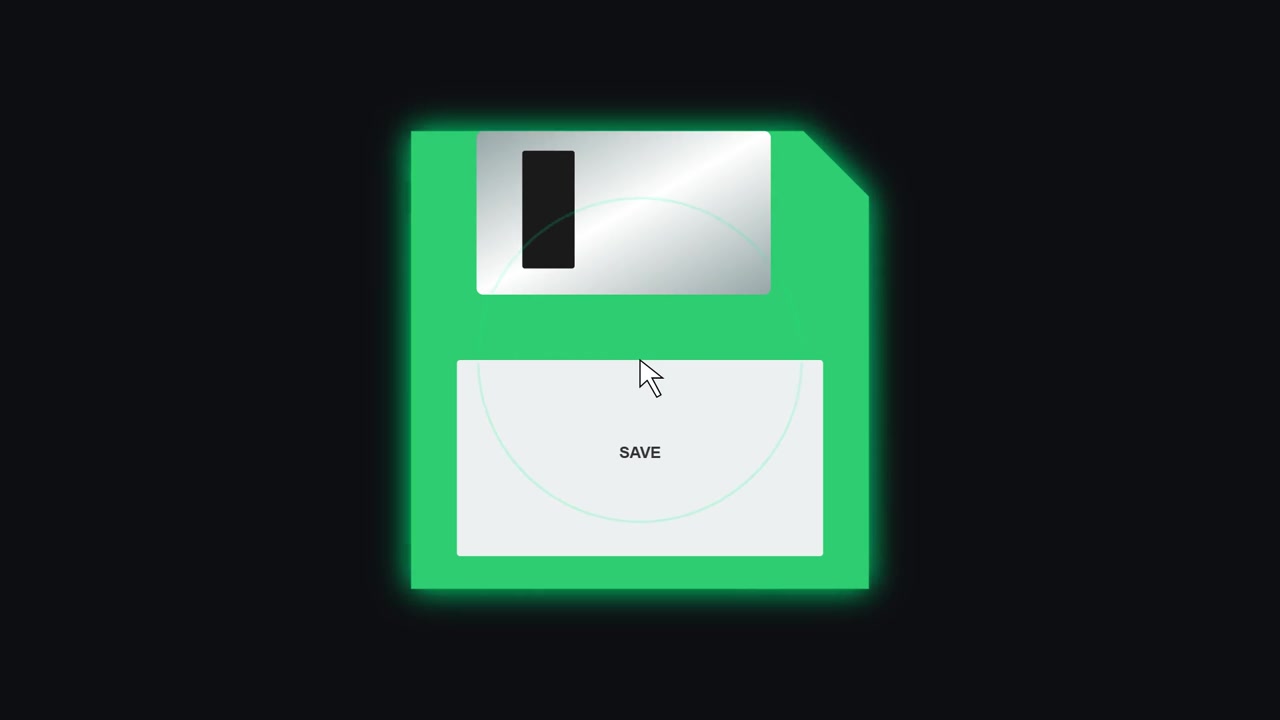 Digital Save Button Animation with Floppy Disk Icon