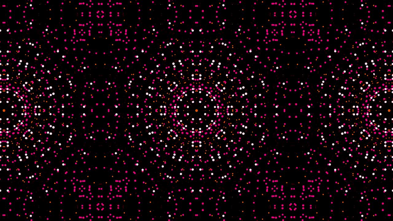 4k multicolor floral particles grid motion graphics concept. Kaleidoscopic background for yoga, meditation, fitness, clubs etc. Abstract seamless looped animation of digital mandala fractal