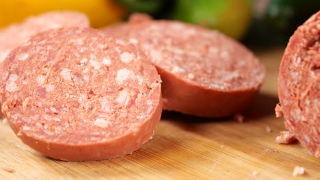 close-up of sliced sausage