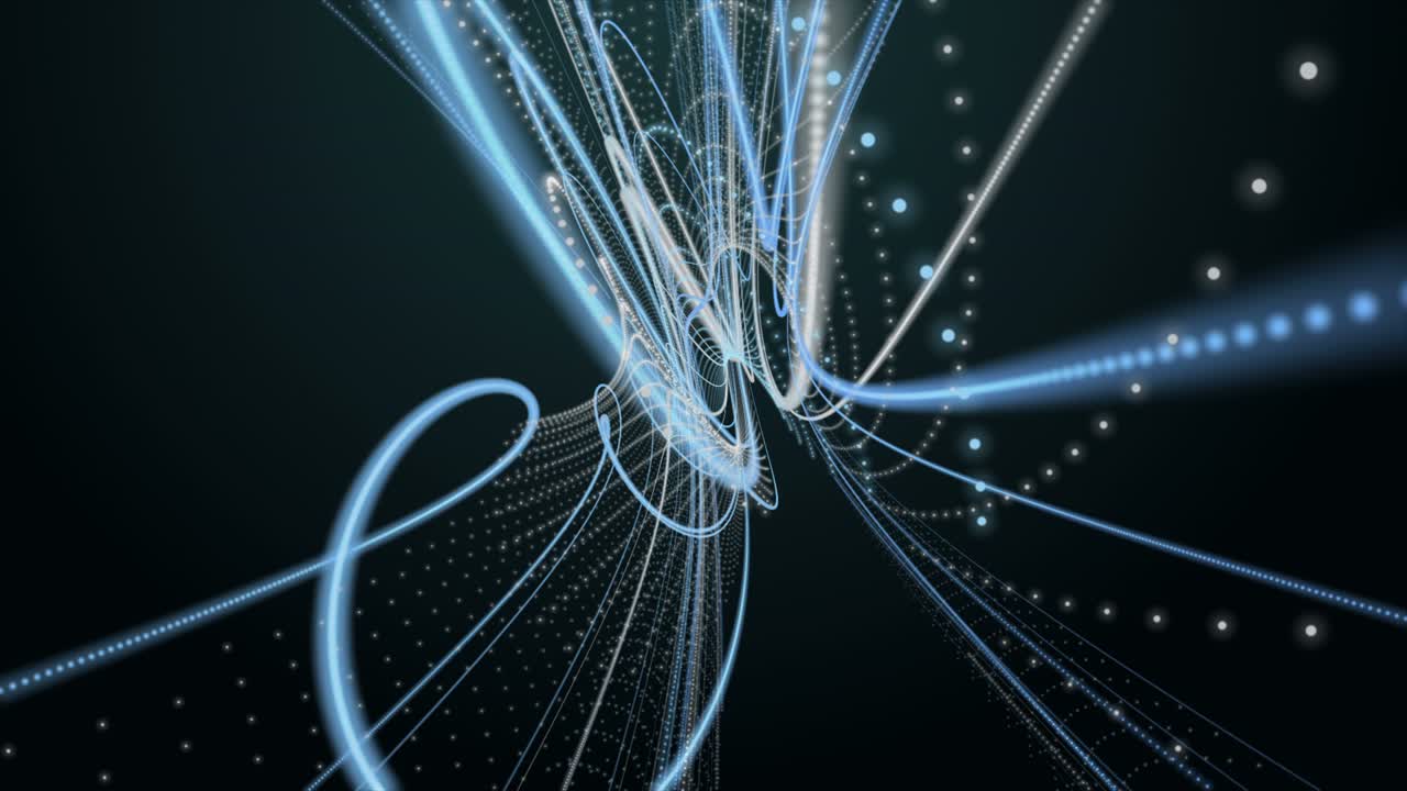 Futuristic animation with particle stripe wave object in slow motion, 4096x2304 loop 4K