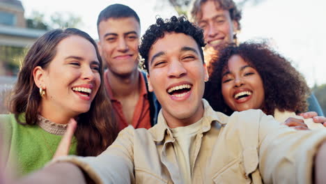 group of happy friends taking a selfie