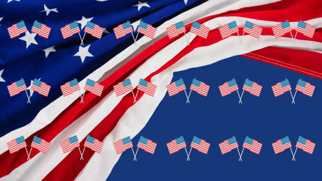 animation of american flag icons over american flag