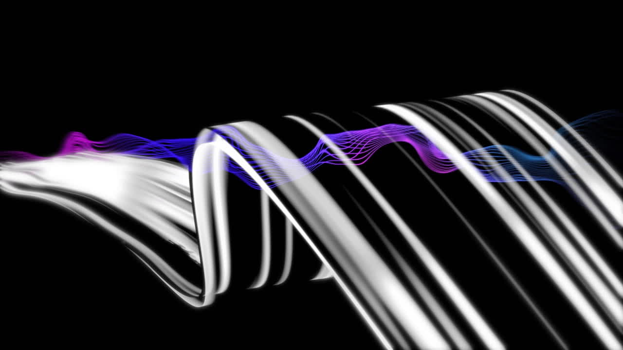 Animation of abstract shapes waving layers on black background