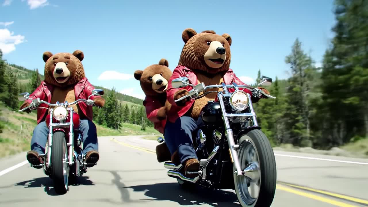A Fun-Filled Ride with Bear Riders: Enjoying the Great Outdoors on Motorcycles Amidst Nature's Beauty