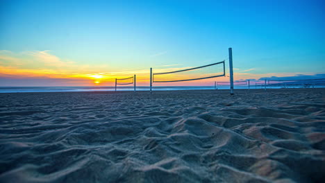 timelapse of beach volleyball court at dusk