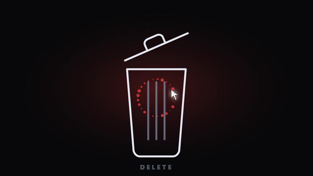 Animated Trash Can Icon Deleting Files Concept