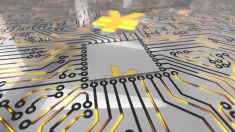 el concepto de la placa de circuitos giratorios de computadora de color naranja brillante es el bucle 4k