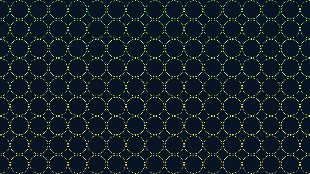 Seamless neon rainbow geometric rings pattern in rows