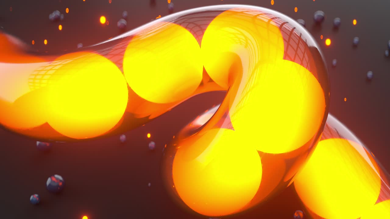 오렌지색 유리 튜브의 반이는 구 3d 렌더링 애니메이션