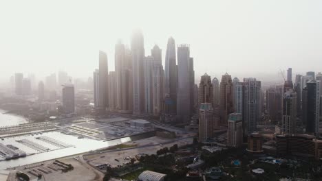 dubai skyline in fog