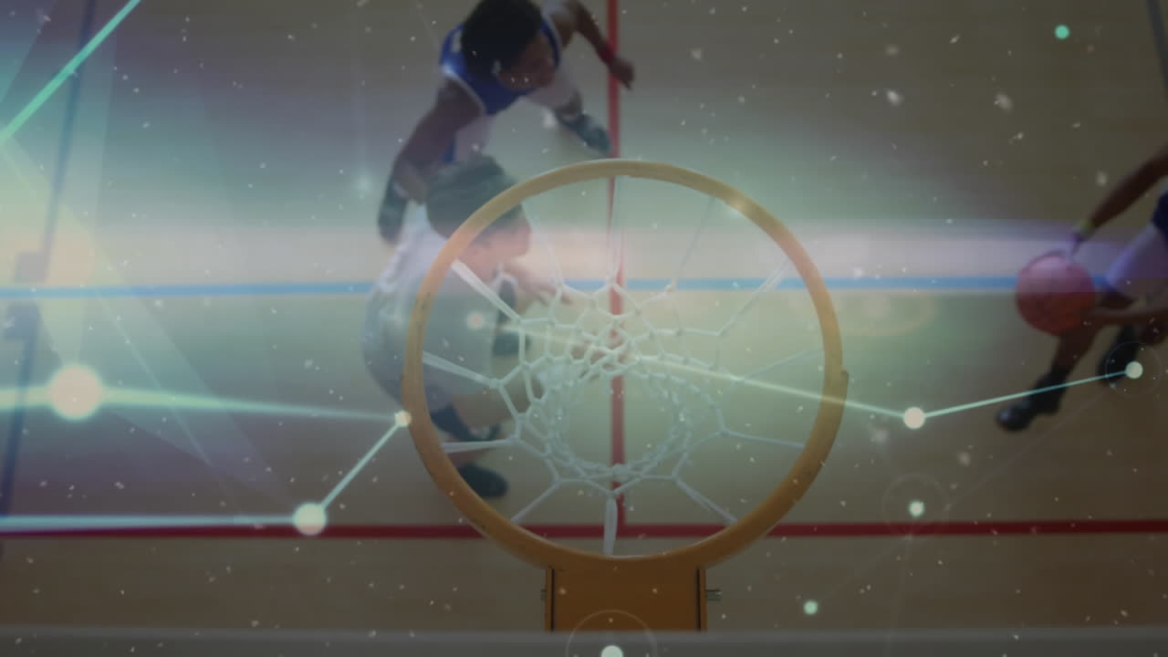 animación de la red de conexiones sobre jugadores de baloncesto