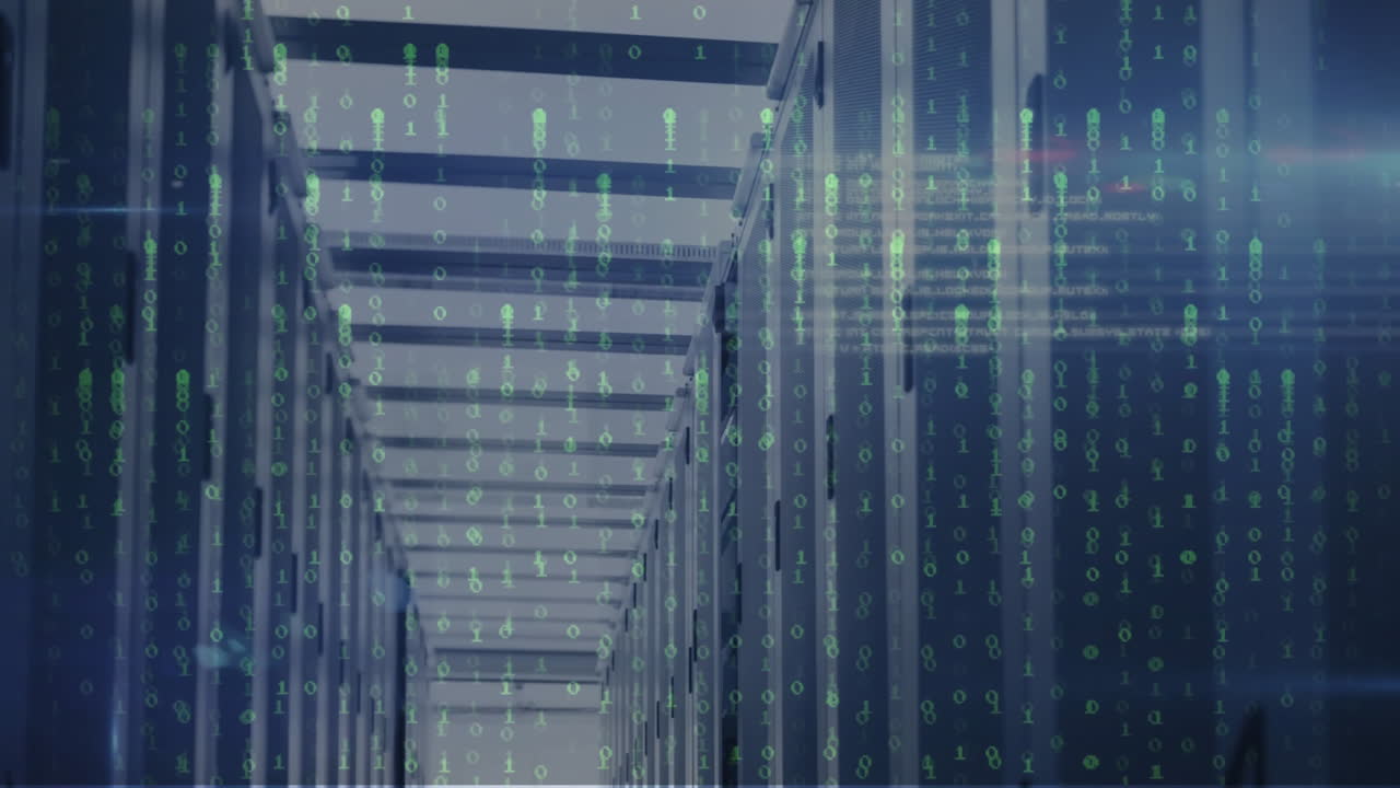 Animation of data processing over server room